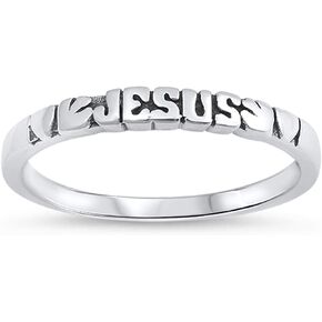 Oxidized Jesus Dove Heart Stacking Ring New .925 Sterling Silver Band Sizes 4-9