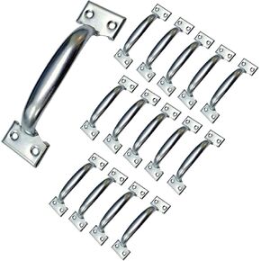 QCAA Garage Door Pull Handle, 5-3/4", Steel, Black Coated, 4 Pack, Made in Taiwan