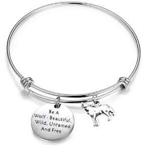 BAUNA Wolf Bracelet Wolf Spirit Jewelry Be a Wolf Beautiful Wild Untemed and Free Inspirational Wolf Gifts for Her