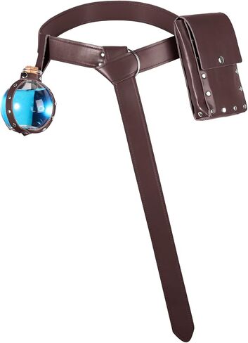 3 Pieces Renaissance Belt Pouch with Potion Bottles Medieval Viking Belt Accessories Halloween Leather Belt Skirt Hikes in Saudi Arabia