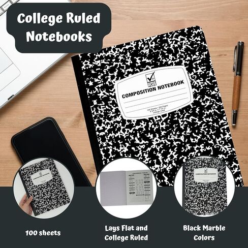 4E's Novelty Composition Notebooks 4 Pack for Notetaking, Office Supplies Back to School Supplies, Bulk Notebooks for School (College Ruled) in Saudi Arabia