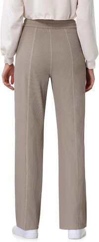 Women Straight Leg Pants Fleece Lined Ribbed Pants Business Work Casual Trousers with Pockets in Kuwait