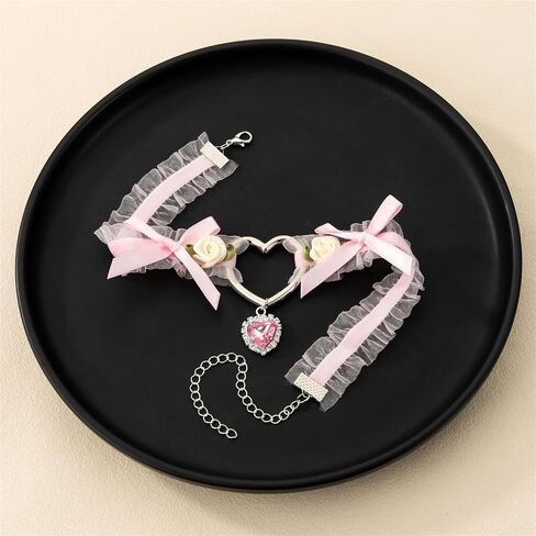Bow Choker Necklaces for Women Trendy Velvet Cute Kawaii Coquette Bow Necklaces Hanmade Vintage Sweet Romantic Choker Christmas Gift in Saudi Arabia