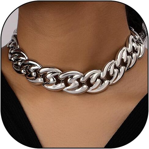 YOOESTORES82 Chunky Gold Cuban Chain Choker Necklaces,Trendy Punk Hip Hop Style Link Chain Necklaces,Dainty Exaggerated Accessories Jewelry Gifts for Women in Saudi Arabia