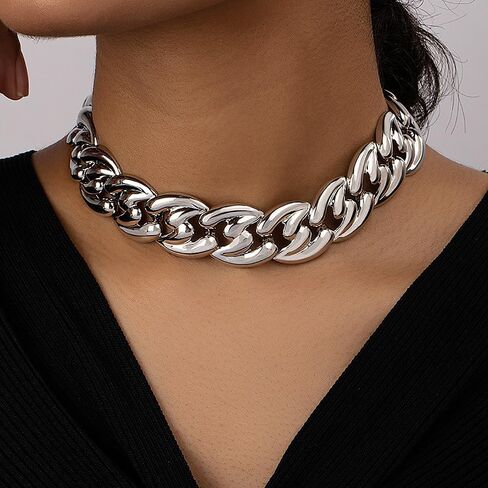 YOOESTORES82 Chunky Gold Cuban Chain Choker Necklaces,Trendy Punk Hip Hop Style Link Chain Necklaces,Dainty Exaggerated Accessories Jewelry Gifts for Women in Saudi Arabia