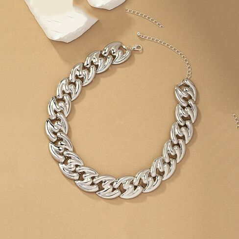 YOOESTORES82 Chunky Gold Cuban Chain Choker Necklaces,Trendy Punk Hip Hop Style Link Chain Necklaces,Dainty Exaggerated Accessories Jewelry Gifts for Women in Saudi Arabia