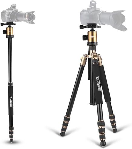 ZOMEI Tripod,Camera Tripod,Lightweight Camera Travel Z818 Tripod Aluminium Alloy Monopod with 360 Panorama Ball Head Quick Release Plate Ball for DSLR Canon Sony Nikon Cameras(Black) in Kuwait