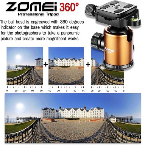 ZOMEI Tripod,Camera Tripod,Lightweight Camera Travel Z818 Tripod Aluminium Alloy Monopod with 360 Panorama Ball Head Quick Release Plate Ball for DSLR Canon Sony Nikon Cameras(Black) in Kuwait