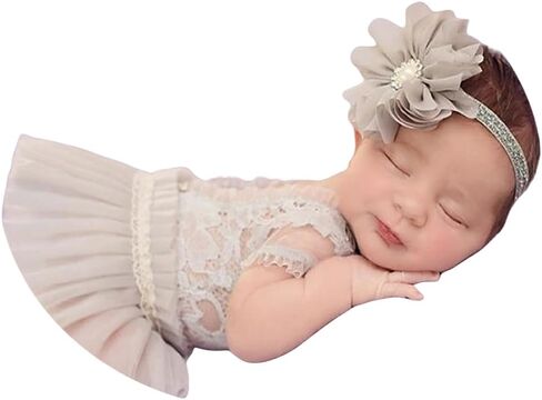 Newborn Photography Outfits Headband & Romper for Baby Girls Photography in Saudi Arabia