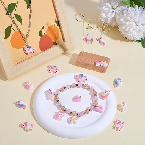 32 Pieces Unicorn Charms Pendant Opaque Resin Unicorn Charm Animal Pendant with Glitter Powder for Jewelry Necklace Earring Making Crafts in Saudi Arabia