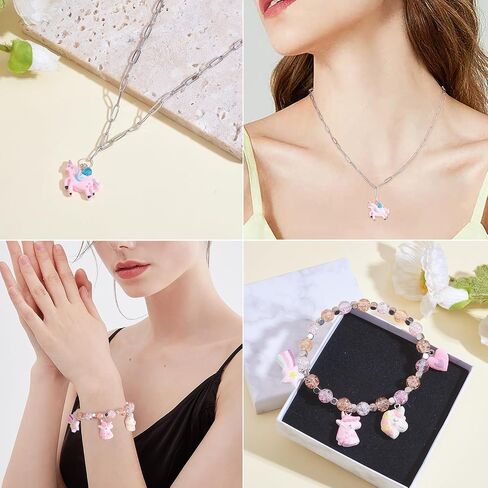 32 Pieces Unicorn Charms Pendant Opaque Resin Unicorn Charm Animal Pendant with Glitter Powder for Jewelry Necklace Earring Making Crafts in Saudi Arabia