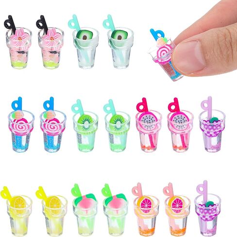 18Pcs 1:12 Scale Bottles Decoration Juice Tea Beverage Bottle Model Wine Bottles Make it Food House Drink Accessories Decoration(12pcs Fruit Bottle) in Saudi Arabia