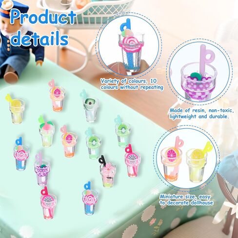 18Pcs 1:12 Scale Bottles Decoration Juice Tea Beverage Bottle Model Wine Bottles Make it Food House Drink Accessories Decoration(12pcs Fruit Bottle) in Saudi Arabia