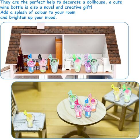 18Pcs 1:12 Scale Bottles Decoration Juice Tea Beverage Bottle Model Wine Bottles Make it Food House Drink Accessories Decoration(12pcs Fruit Bottle) in Saudi Arabia
