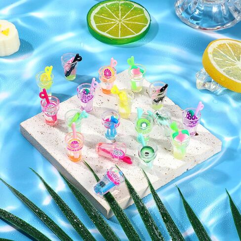18Pcs 1:12 Scale Bottles Decoration Juice Tea Beverage Bottle Model Wine Bottles Make it Food House Drink Accessories Decoration(12pcs Fruit Bottle) in Saudi Arabia