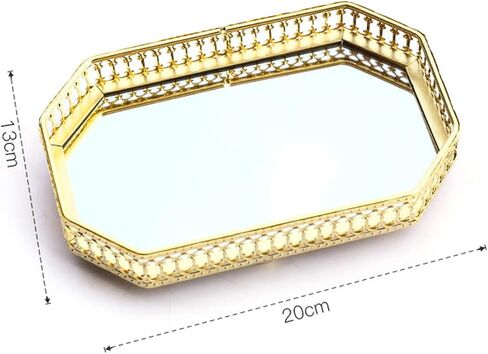 Gold Jewelry Tray Dish with Box,Mirror Jewelry Ring Dish Tray Trinket Tray Gift for Women Girls,Aesthetic Room Decor (Square) in Saudi Arabia