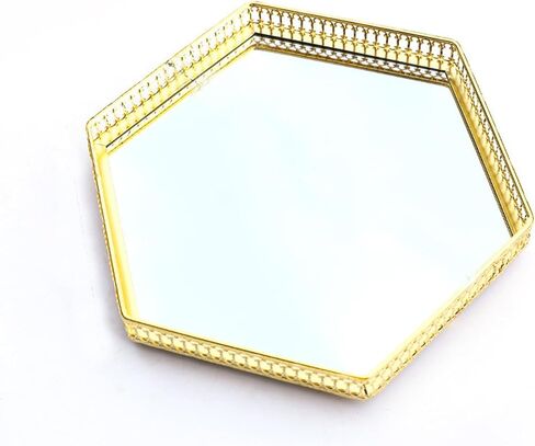 Gold Jewelry Tray Dish with Box,Mirror Jewelry Ring Dish Tray Trinket Tray Gift for Women Girls,Aesthetic Room Decor (Square) in Saudi Arabia