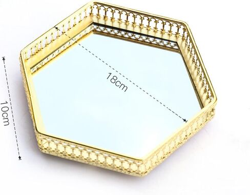 Gold Jewelry Tray Dish with Box,Mirror Jewelry Ring Dish Tray Trinket Tray Gift for Women Girls,Aesthetic Room Decor (Square) in Saudi Arabia