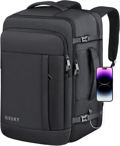 Travel Backpack, 30L Carry On Backpack, Flight Approved Personal Item Bag, Large Expandable Backpack for Men & Women, Luggage Backpack with Shoe Compartment, 15.6 Inch Laptop Backpack, Black in Saudi Arabia