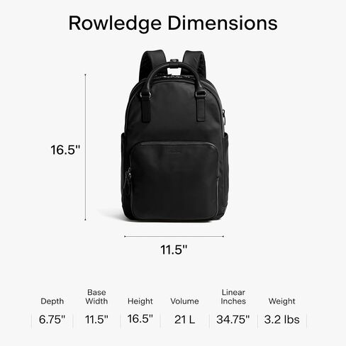 حقيبة ظهر من النايلون قابلة للتحويل من Lo & Sons The Rowledge للنساء - للعمل، والسفر، وحقيبة كمبيوتر محمول، مقاومة للماء، تناسب كمبيوتر محمول مقاس 13 بوصة، نايلون أسود in Kuwait