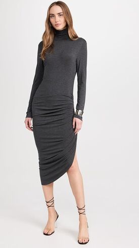 Norma Kamali Women's Long Sleeve Turtleneck Side Drape Dress in Saudi Arabia