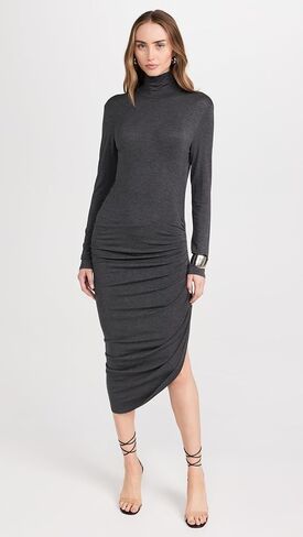 Norma Kamali Women's Long Sleeve Turtleneck Side Drape Dress in Saudi Arabia
