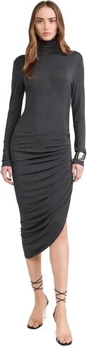 Norma Kamali Women's Long Sleeve Turtleneck Side Drape Dress in Saudi Arabia