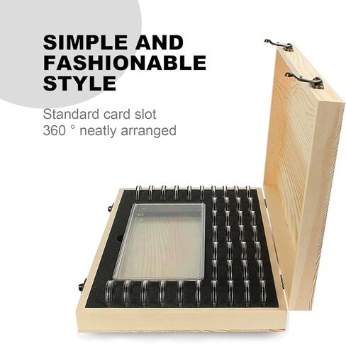 صندوق تخزين العملات المعدنية الخشبي، حافظة حامل كبسولات العملات المعدنية مع قفل صندوق تجميع العملات المعدنية لـ 40 عملة معدنية و100 ورقة نقدية in Kuwait