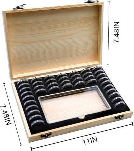 صندوق تخزين العملات المعدنية الخشبي، حافظة حامل كبسولات العملات المعدنية مع قفل صندوق تجميع العملات المعدنية لـ 40 عملة معدنية و100 ورقة نقدية in Kuwait