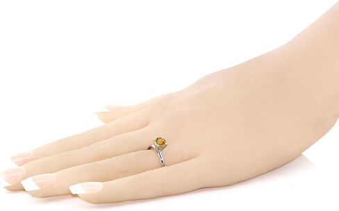 جوهرة ستون كينغ 14K الذهب الأبيض 6MM جولة الأحجار الكريمة المولد سوليتير خاتم الخطوبة 4 الشق | وعد الذكرى السنوية للزفاف خاتم ذهبي للنساء | متوفر بمقاسات 5، 6، 7، 8، 9 in Saudi Arabia