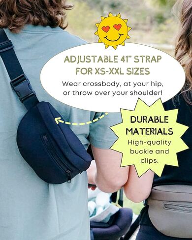 Maxie & Nova Theme Park Essentials Fanny Pack & Handheld USB Fan, Collapsible Water Bottle, Rain Ponchos, Cooling Towel, & Silicone Straw Keychain - Hiking, Concerts, Cruises, Sporting Events (Black) in Kuwait