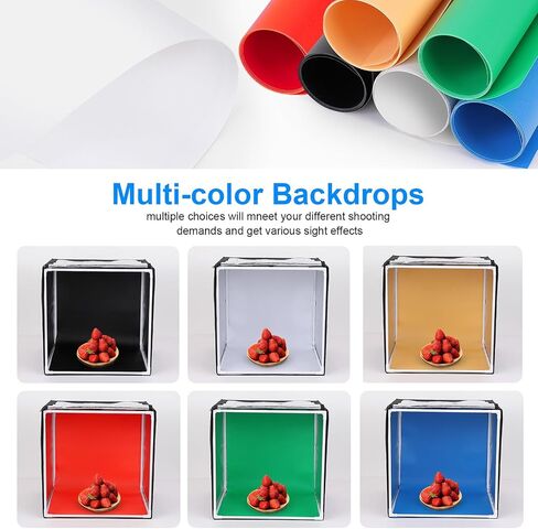 Portable Photo Studio Light Box,39x39 Inch 210 LED Large Photo Light Box with 3 Stepless Dimming Light Panels,4 Color Backdrops Photo Booth for Product Photography in Kuwait