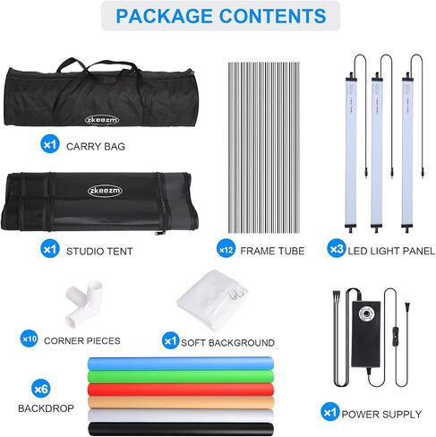 Portable Photo Studio Light Box,39x39 Inch 210 LED Large Photo Light Box with 3 Stepless Dimming Light Panels,4 Color Backdrops Photo Booth for Product Photography in Kuwait