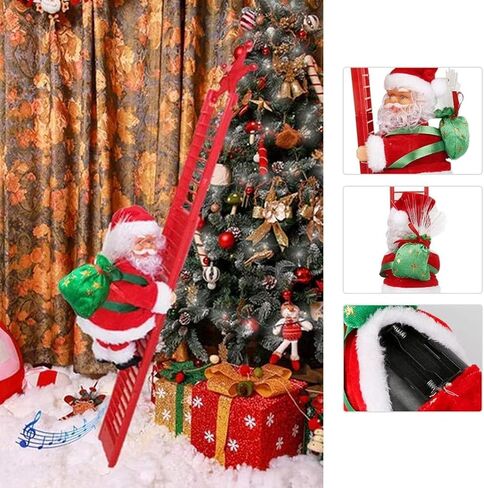 Santa Climbing Ladder to Christmas Tree Electric Santa Claus with Music Christmas Super Climbing Santa Hanging Ornament Tree Xmas Gifts Christmas Door Decorations Holiday Home Decor Gift in Saudi Arabia