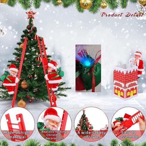 Santa Climbing Ladder to Christmas Tree Electric Santa Claus with Music Christmas Super Climbing Santa Hanging Ornament Tree Xmas Gifts Christmas Door Decorations Holiday Home Decor Gift in Saudi Arabia