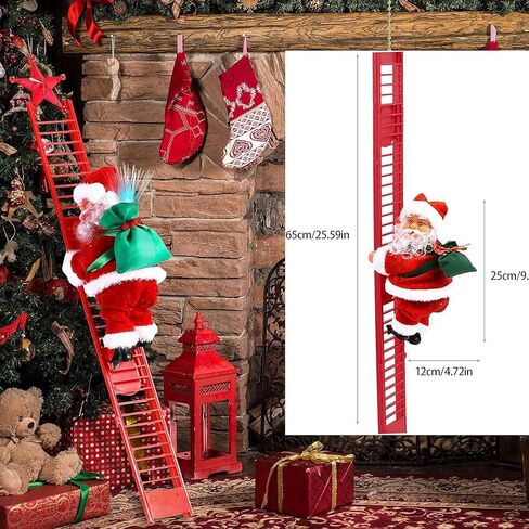 Santa Climbing Ladder to Christmas Tree Electric Santa Claus with Music Christmas Super Climbing Santa Hanging Ornament Tree Xmas Gifts Christmas Door Decorations Holiday Home Decor Gift in Saudi Arabia
