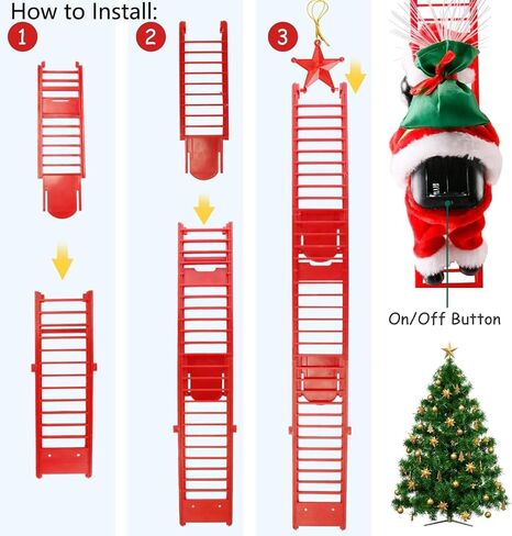 Santa Climbing Ladder to Christmas Tree Electric Santa Claus with Music Christmas Super Climbing Santa Hanging Ornament Tree Xmas Gifts Christmas Door Decorations Holiday Home Decor Gift in Saudi Arabia