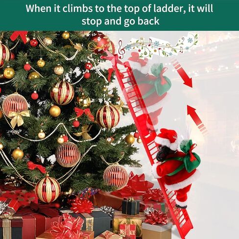 Santa Climbing Ladder to Christmas Tree Electric Santa Claus with Music Christmas Super Climbing Santa Hanging Ornament Tree Xmas Gifts Christmas Door Decorations Holiday Home Decor Gift in Saudi Arabia