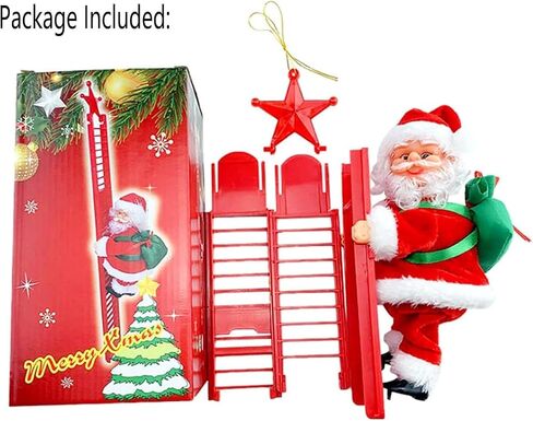 Santa Climbing Ladder to Christmas Tree Electric Santa Claus with Music Christmas Super Climbing Santa Hanging Ornament Tree Xmas Gifts Christmas Door Decorations Holiday Home Decor Gift in Saudi Arabia