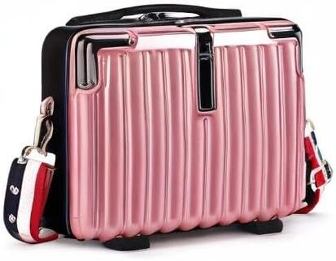Mini Suitcase Hard Shell Makeup Bag Travel Cosmetic Case Portable Makeup Luggage with Shoulder Strap for Women White in Saudi Arabia