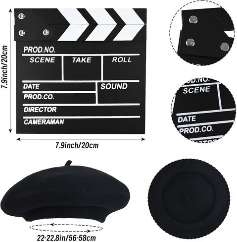 مجموعة أزياء مخرج كافوك تتضمن قبعة بيريه للمخرج وربطة عنق ولوح مكبر صوت لمجموعة حفلات الأفلام الليلية وحفلات أعياد الميلاد (Style2) in Kuwait