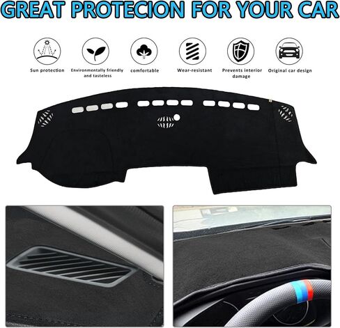 لعام 2025 دودج رام 1500 غطاء لوحة القيادة | غطاء لوحة القيادة مناسب لـ 2019-2023 2024 2025 دودج رام 1500 2500 3500 غطاء لوحة القيادة الأمامية غير قابل للانزلاق وسادة لوحة القيادة، أسود in Kuwait