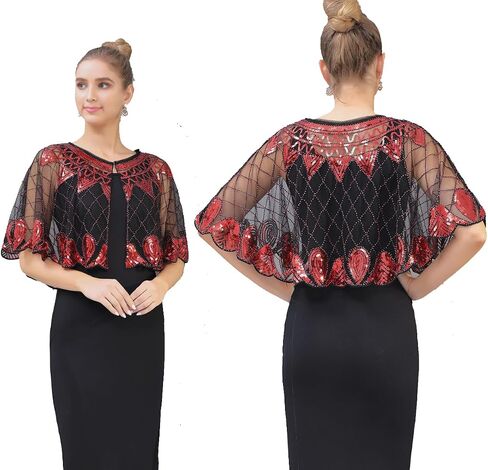1920s Shawl Sequin Beaded Evening Cape Bolero Flapper For Women Evening Dress Party Daily Cover Up in Kuwait