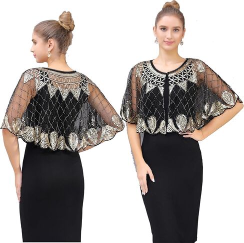 1920s شال ترتر مطرز مساء كيب بوليرو فلابر للنساء فستان سهرة حفلة تغطية يومية in Kuwait