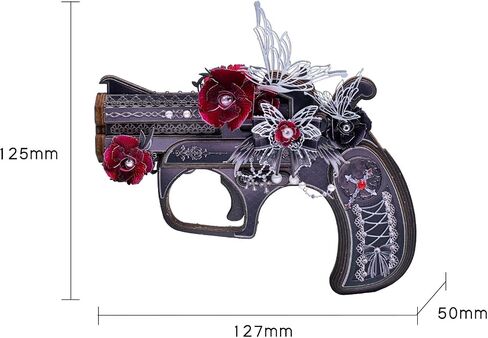 MU لغز خشبي للكبار لعبة بندقية Derringer-Obsidian Knight Defender الألغاز بناء، AK47 مسدس شريط مطاطي بندقية مسدس اللعب 3D مجموعات نموذج لغز معدني، مجموعات DIY عيد الميلاد هدايا عيد ميلاد ديكور مكتب in Saudi Arabia