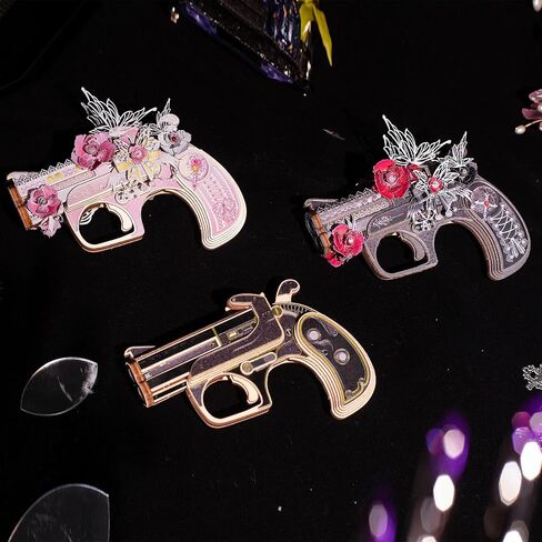 MU لغز خشبي للكبار لعبة بندقية Derringer-Obsidian Knight Defender الألغاز بناء، AK47 مسدس شريط مطاطي بندقية مسدس اللعب 3D مجموعات نموذج لغز معدني، مجموعات DIY عيد الميلاد هدايا عيد ميلاد ديكور مكتب in Saudi Arabia