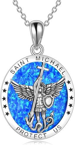 YFN Sterling Silver St Michael/St Christopher/Jesus/Virgin Mary Necklace for Men Women Catholic/Protector/Talisman Michael Archangel Medal Necklace Jewelry 18+2" in Saudi Arabia