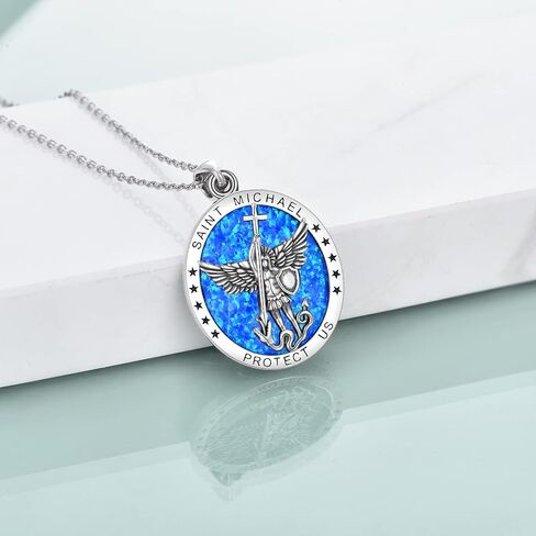 YFN Sterling Silver St Michael/St Christopher/Jesus/Virgin Mary Necklace for Men Women Catholic/Protector/Talisman Michael Archangel Medal Necklace Jewelry 18+2" in Saudi Arabia