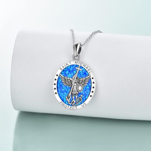 YFN Sterling Silver St Michael/St Christopher/Jesus/Virgin Mary Necklace for Men Women Catholic/Protector/Talisman Michael Archangel Medal Necklace Jewelry 18+2" in Saudi Arabia