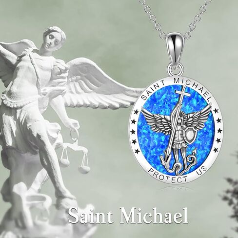 YFN Sterling Silver St Michael/St Christopher/Jesus/Virgin Mary Necklace for Men Women Catholic/Protector/Talisman Michael Archangel Medal Necklace Jewelry 18+2" in Saudi Arabia